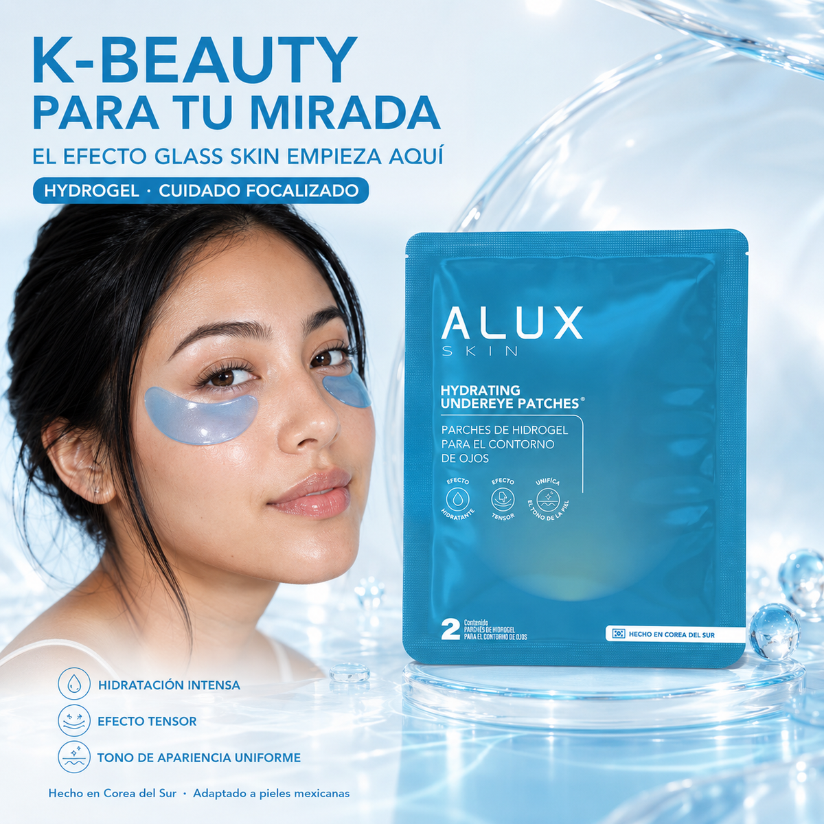 Alux Skin Parches de Hidrogel para Ojeras - Cafeína y Péptidos, 6 pares