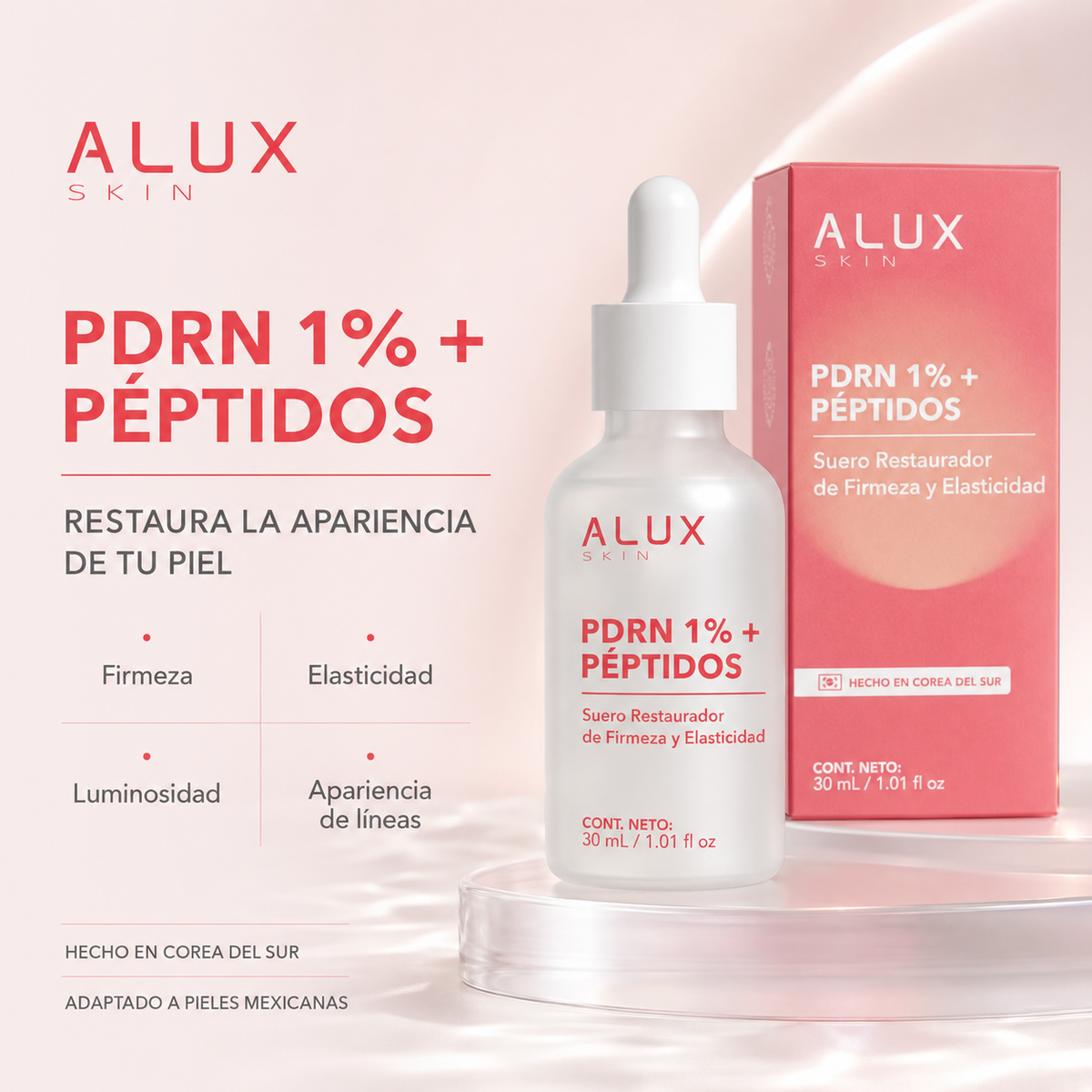 Alux Skin PDRN 1% + Péptidos - Suero de Firmeza y Elasticidad, 30 ml
