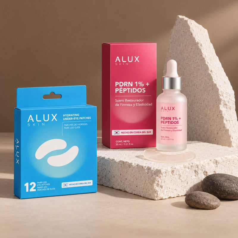 Rutina Mirada ALUX Skin: Parches de Hidrogel para Ojeras y Sérum PDRN 1% + Péptidos